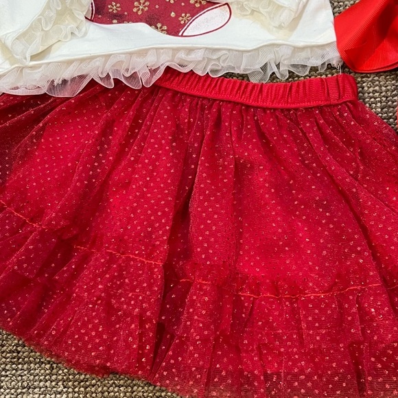 Christmas outfit skirt long sleeve top hair bow Santa kitty cat 18 months - Picture 6 of 10